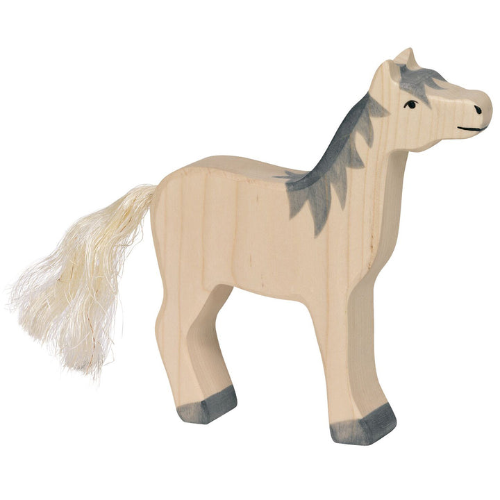 Holztiger horse standing, white