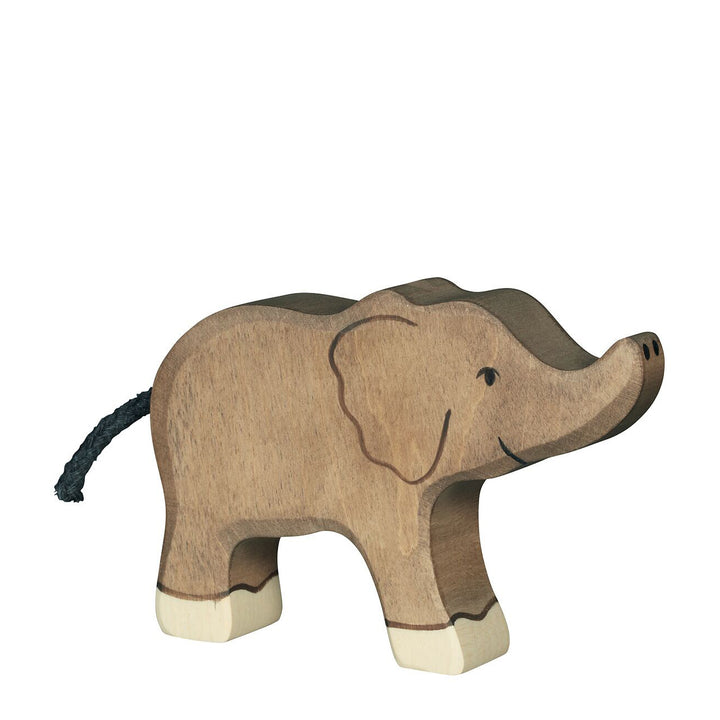 Holztiger elephant calf, trunk raised