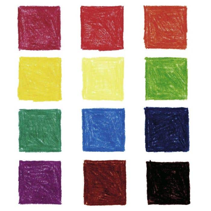 Art Makes Sense by Mercurius - Nine square color swatches in various colors on a white background