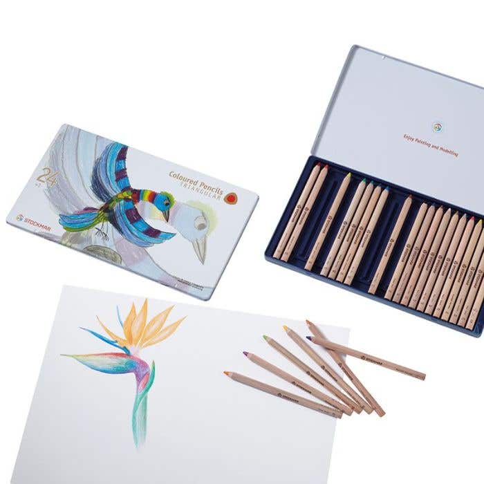 Stockmar 24+1 coloured triangular pencils in a tin (special order)