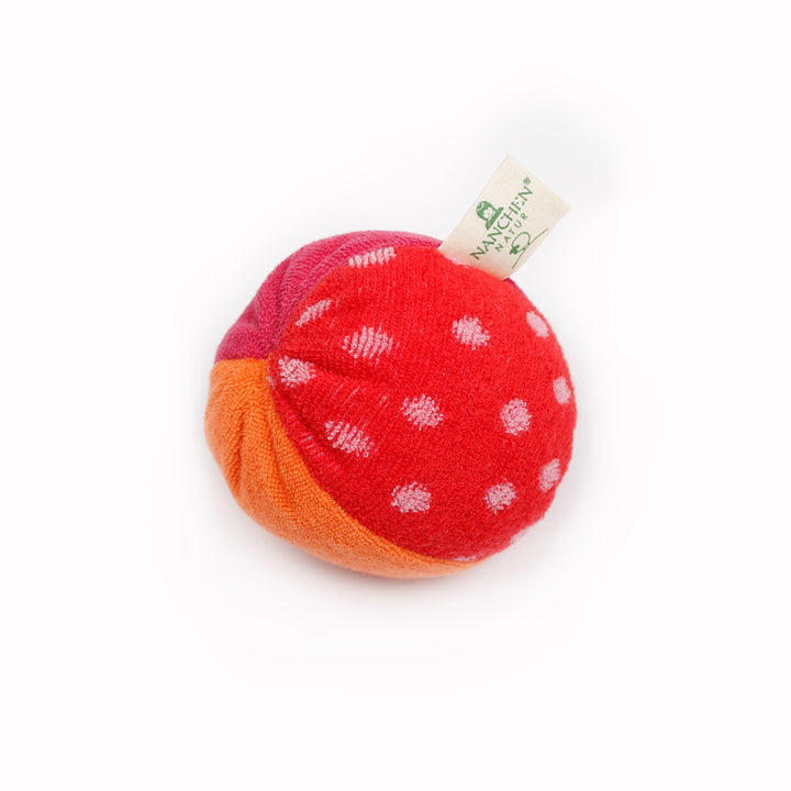 organic cotton terry & wool small ball, pink-orange-red