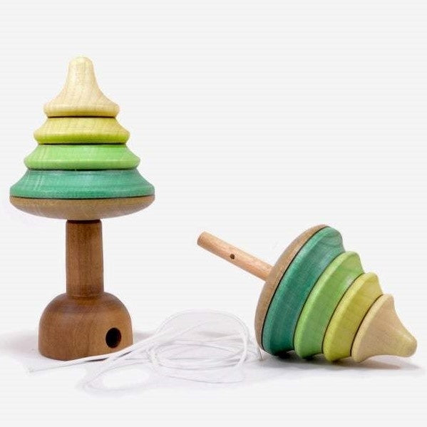 Oh Tannenbaum large tree wooden spinning top pull-off