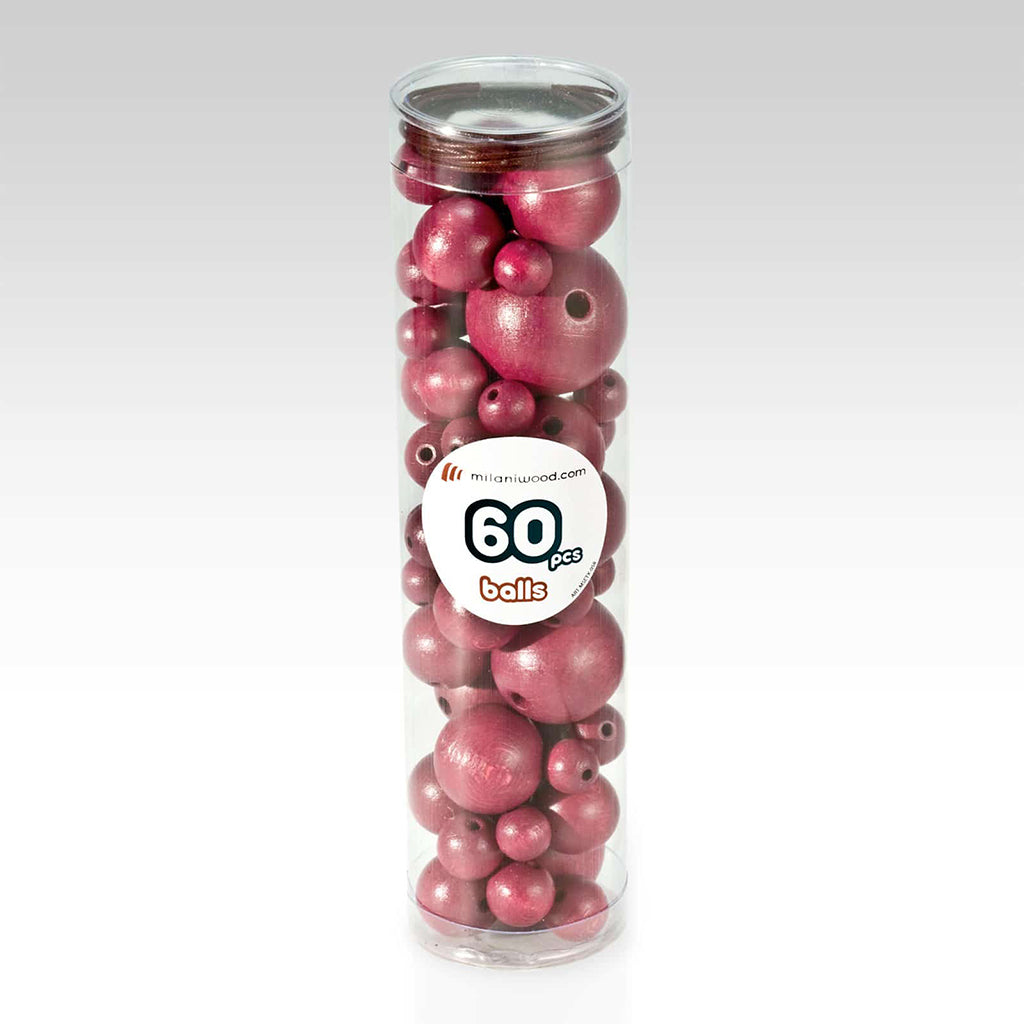 60 purple wooden beads