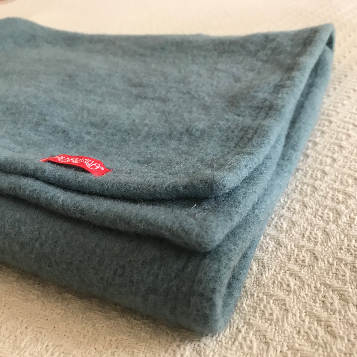 Ruskovilla soft organic wool fleece blanket BLUE - preloved