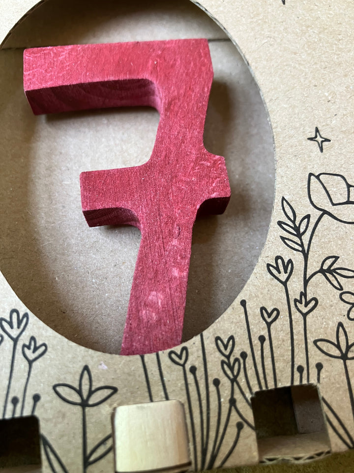 modern number 7 burgundy ornament for birthday ring (seconds)