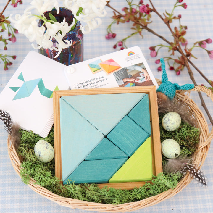 tangram set, blue-green