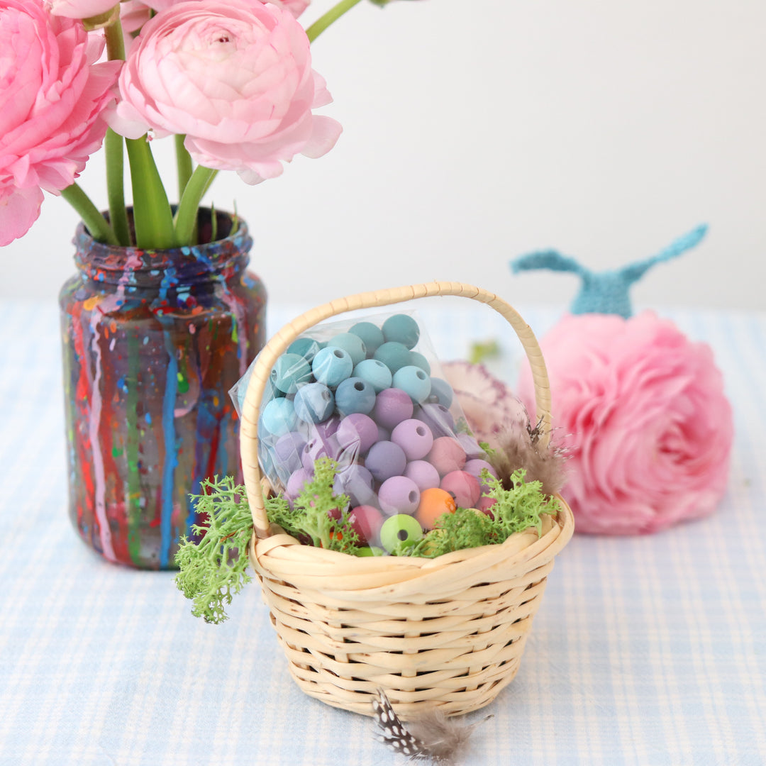 pastel wooden beads, set of 120