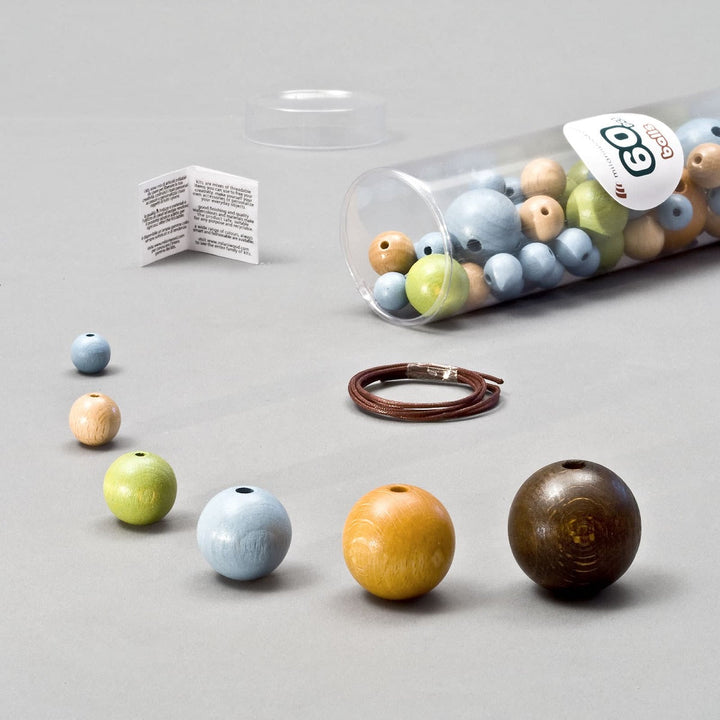wooden Summer beads, 60 pcs