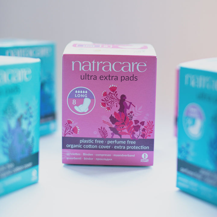 NatraCare Organic Cotton Ultra Extra Pads with Wings, Long 8 ct