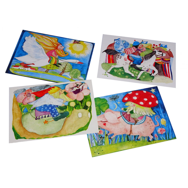 fairy tale riders set of 4 postcards