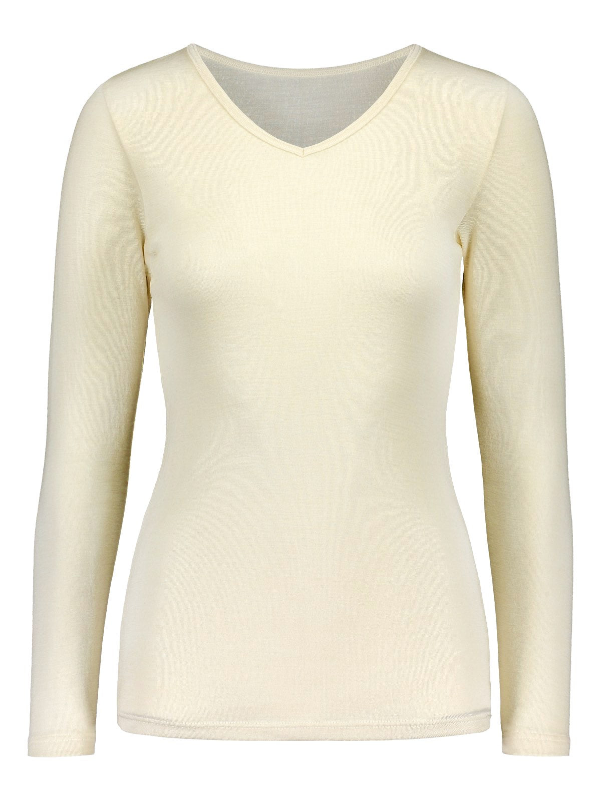 silkwool long-sleeved V-neck (special order)