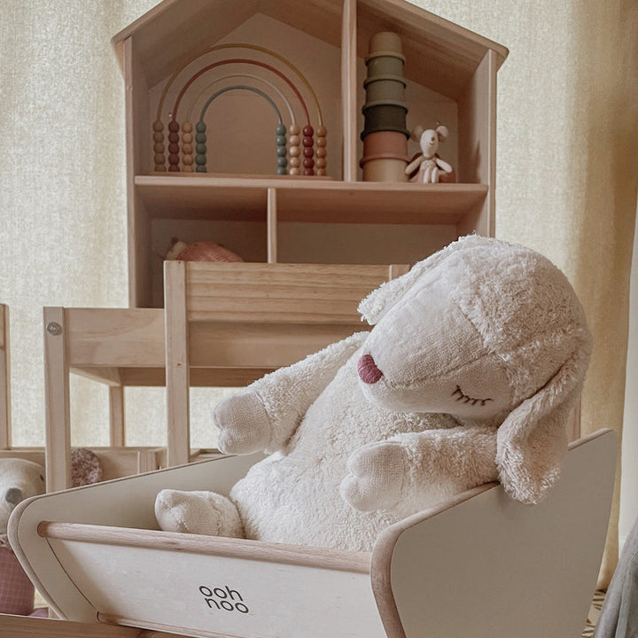 cuddly white sheep with warming inlet