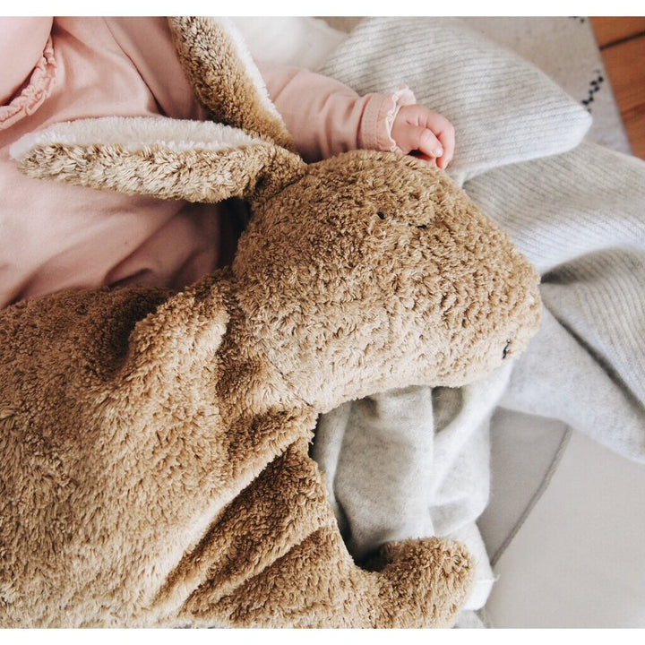 cuddly beige rabbit with warming inlet