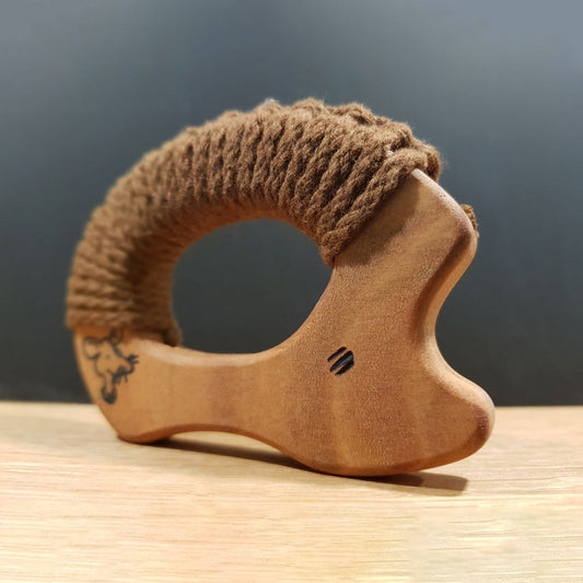 wood & yarn hedgehog baby toy