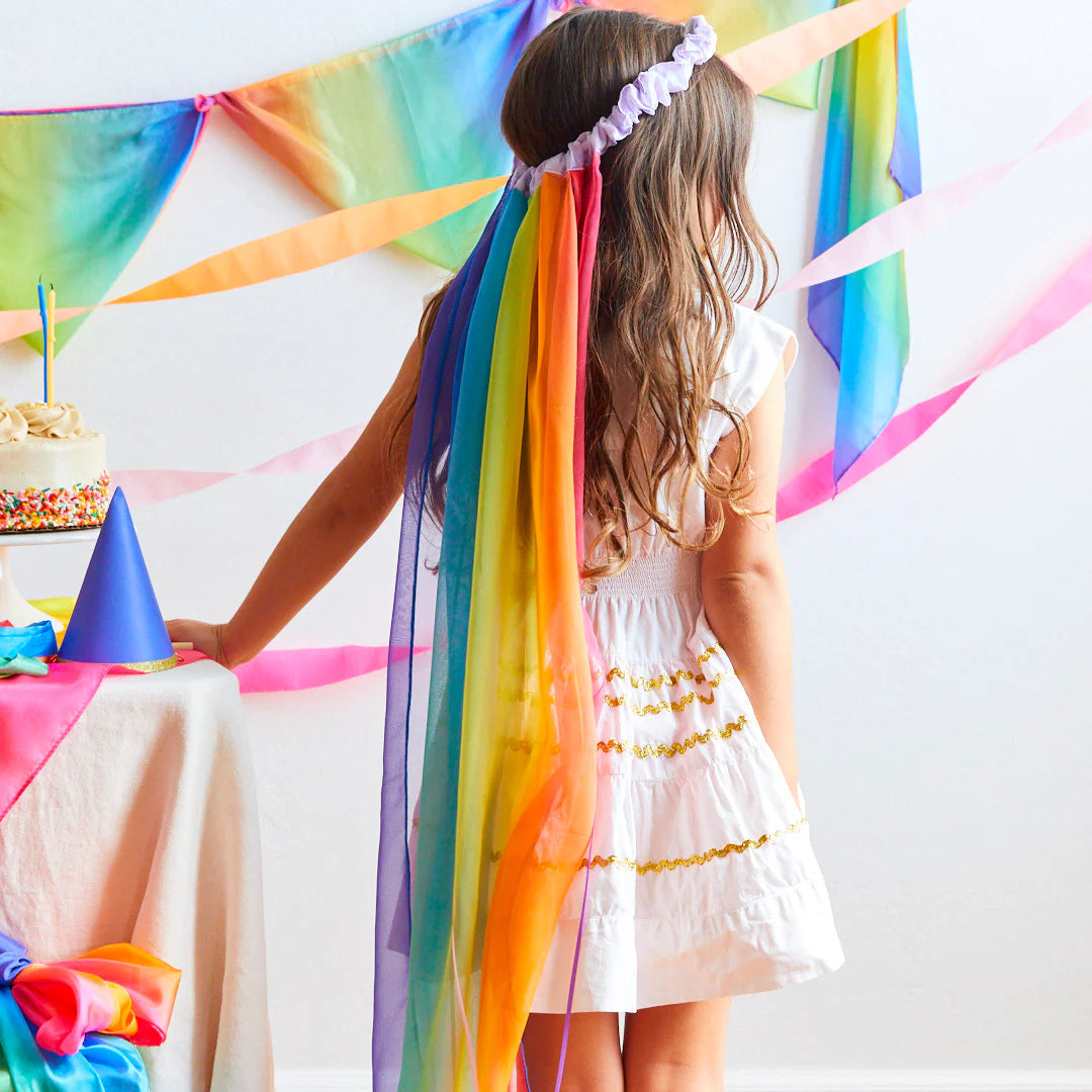 silk rainbow veil