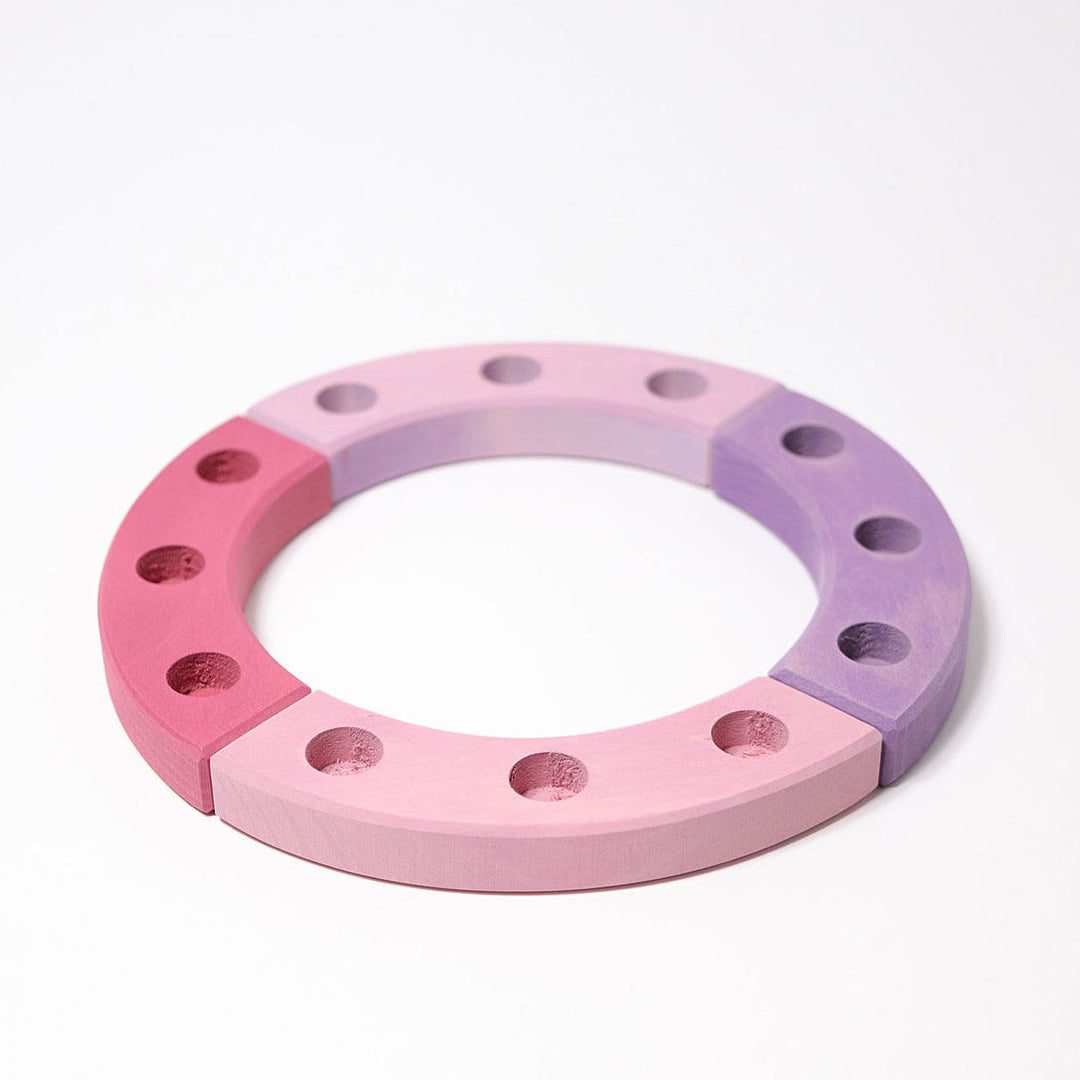 wooden birthday ring 12 years, pink-purple