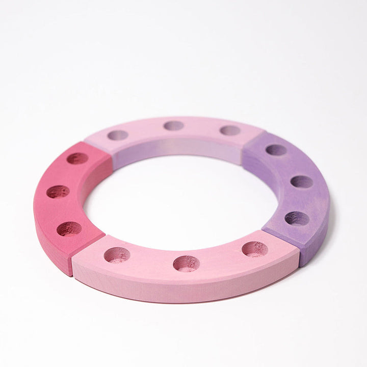 wooden birthday ring 12 years, pink-purple