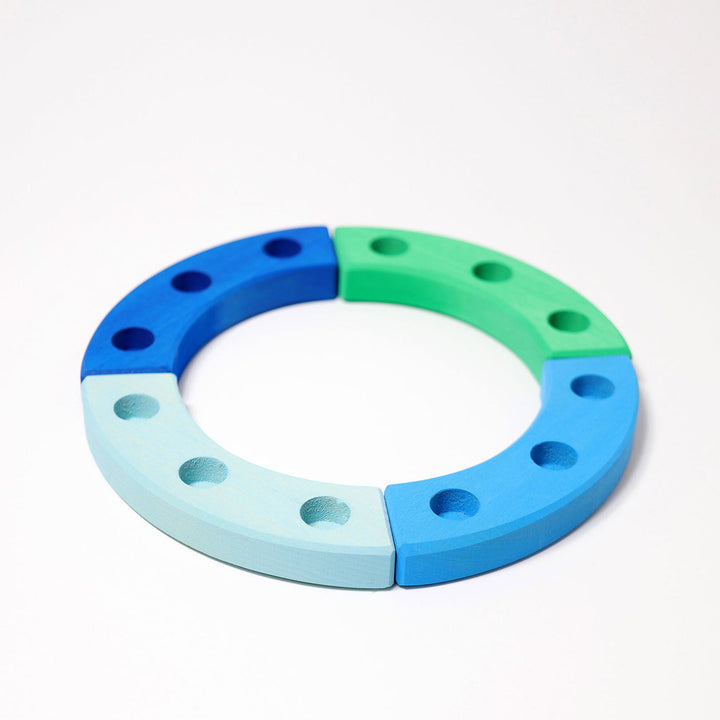wooden birthday ring 12 years, blue-green