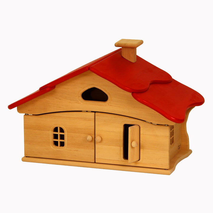 Drewart wooden cottage, red roof