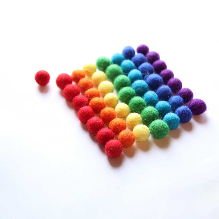rainbow wool balls, pack of 56