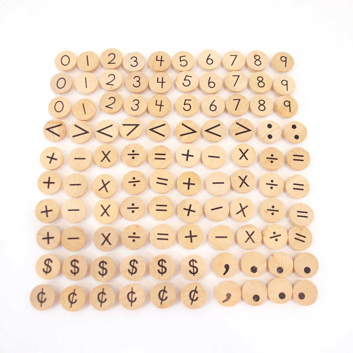 Symbols coins with pegs for hundred board