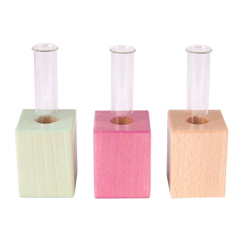 wooden cube vases