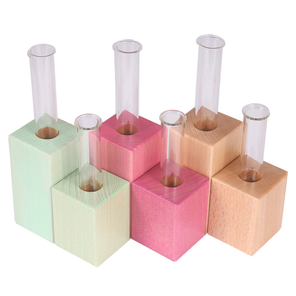 wooden cube vases