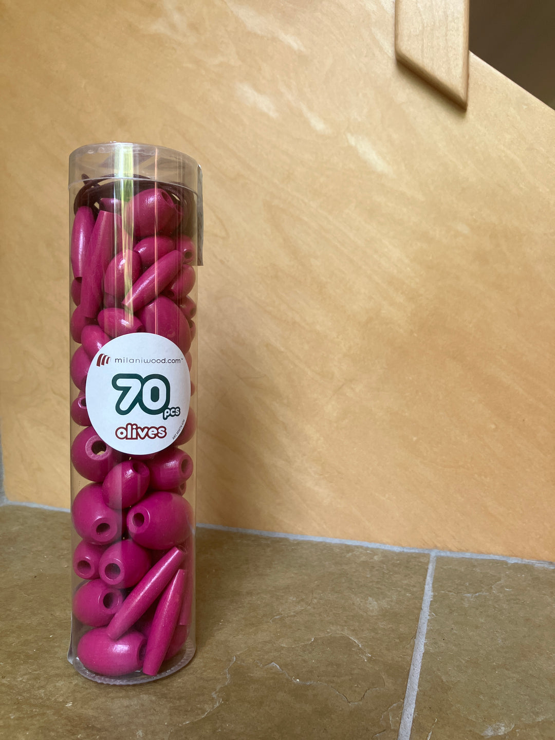 70 pink wooden beads