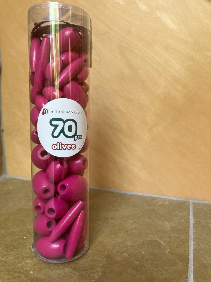70 pink wooden beads