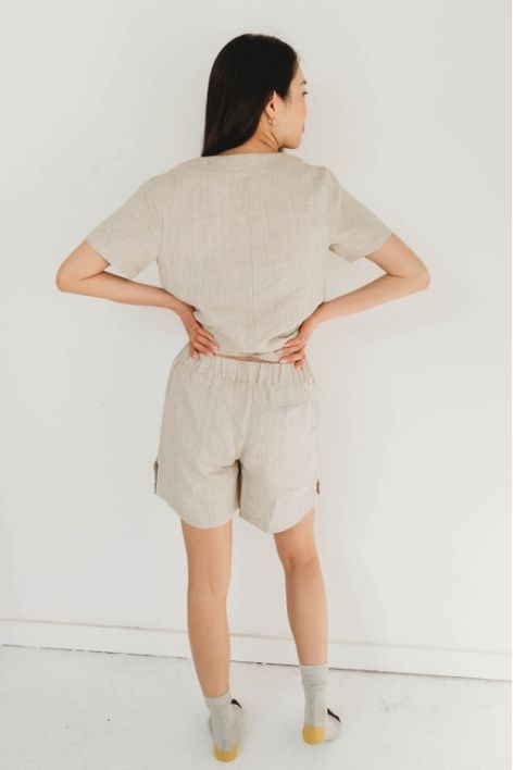 Linen shorts - 100% European undyed flax linen