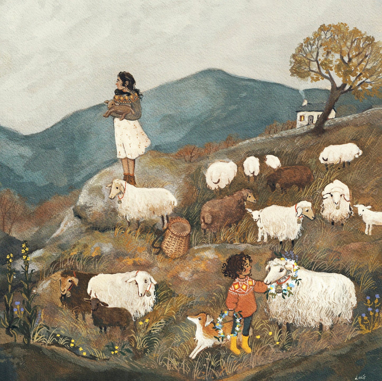 Shepherdess postcard