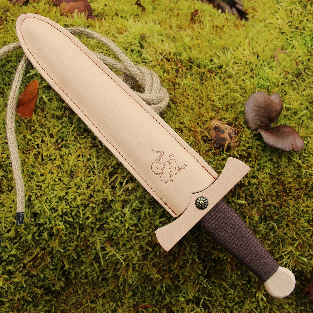 short dragon sword with leather sheath