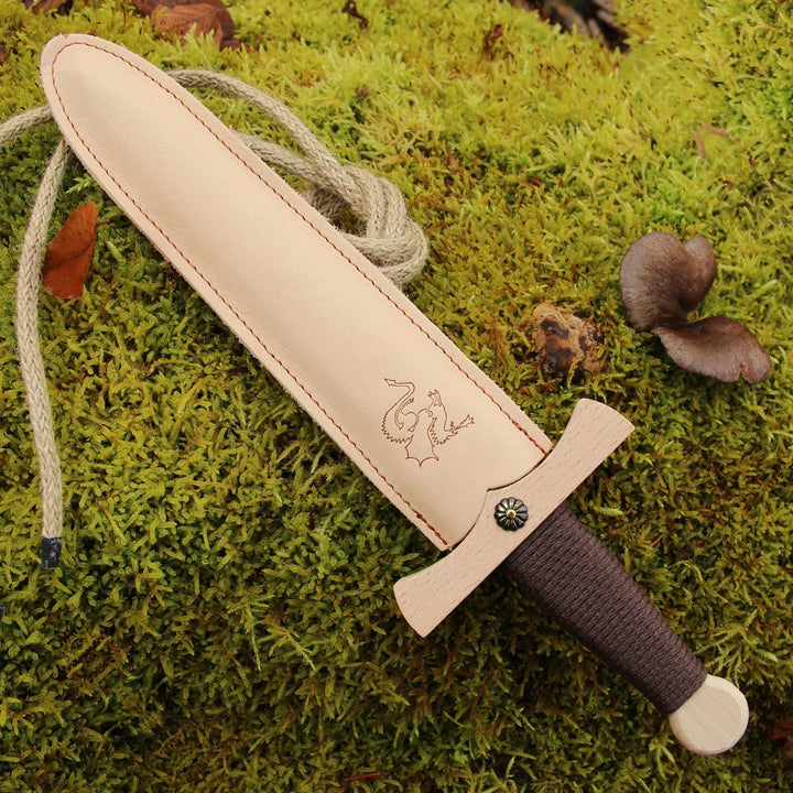 short dragon sword with leather sheath