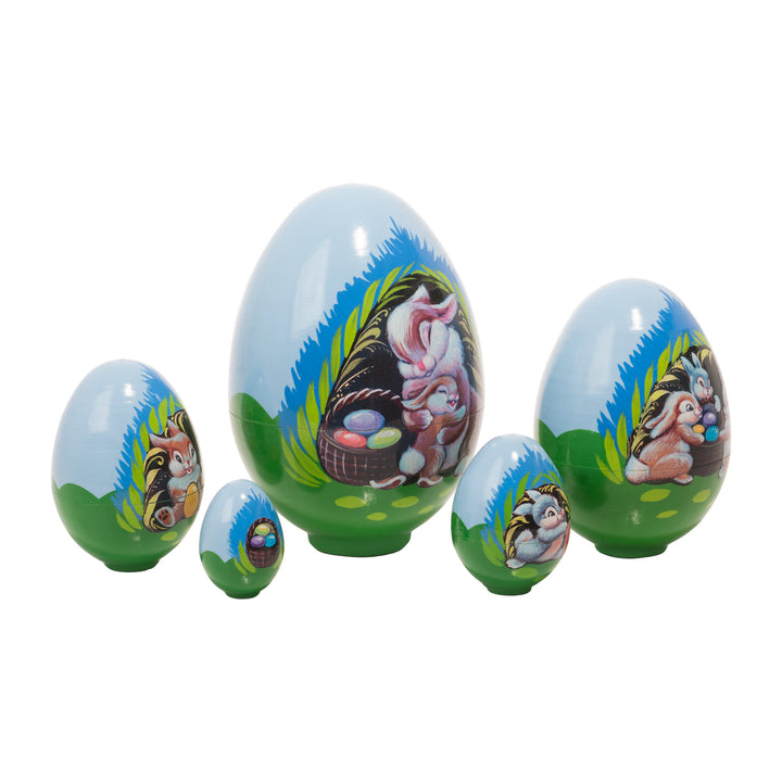 Rabbit Bungalow Nesting Easter Eggs 5pc./5"