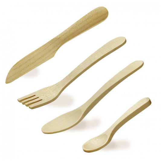 wooden toy play cutlery set