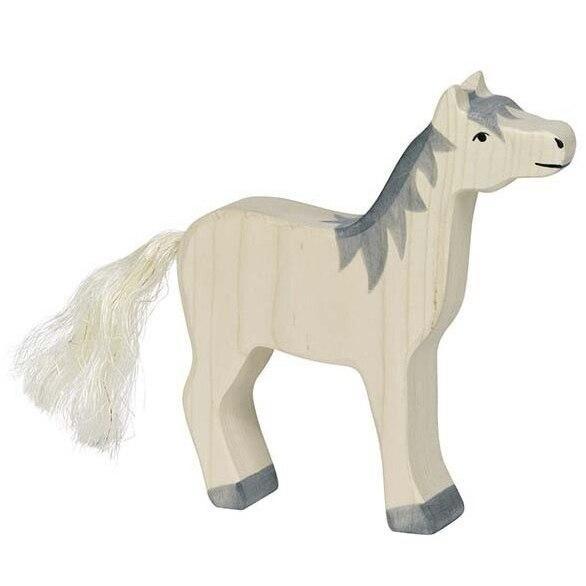 Holztiger horse standing, white