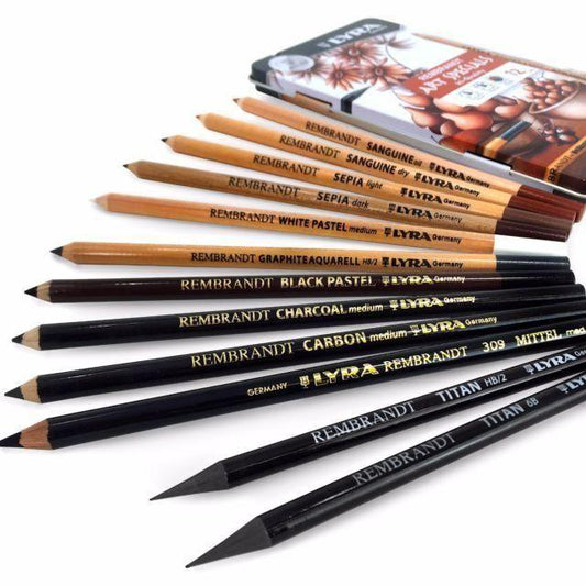 Lyra Rembrandt Art Special Pencils - Assorted Charcoal, Sepia, Chalks, & Graphite
