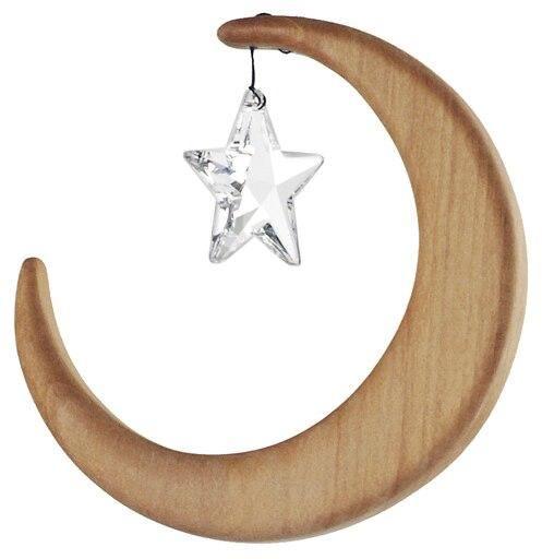 wooden moon with star crystal