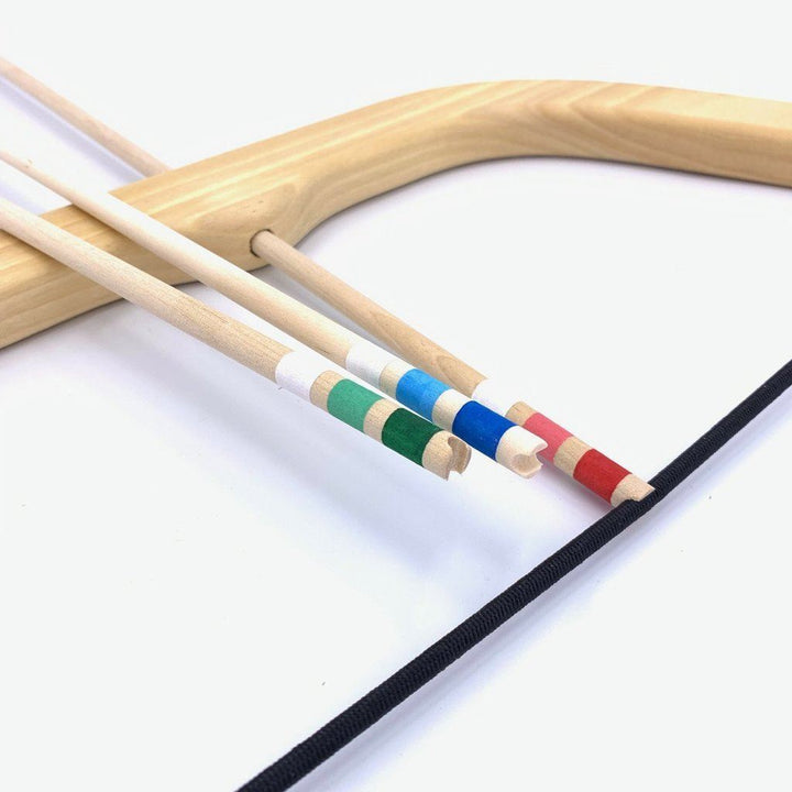 large wooden bow &amp; arrow set