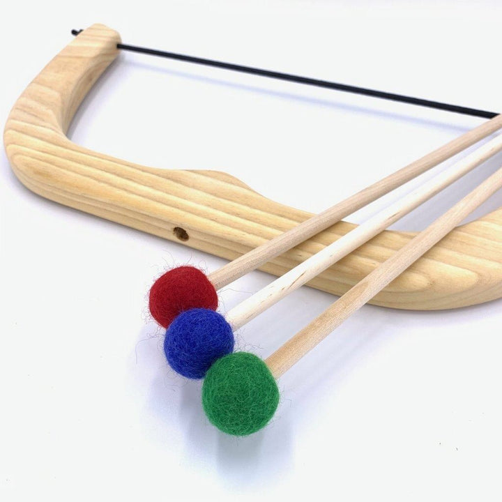 large wooden bow &amp; arrow set