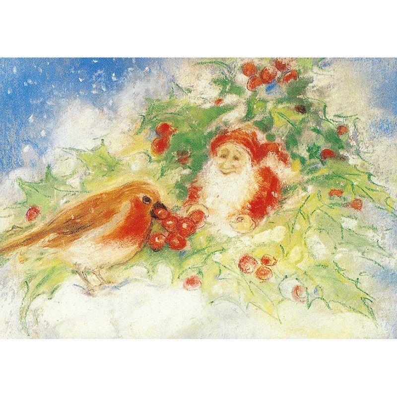 winter robin & dwarf postcard by M. v. Zeyl