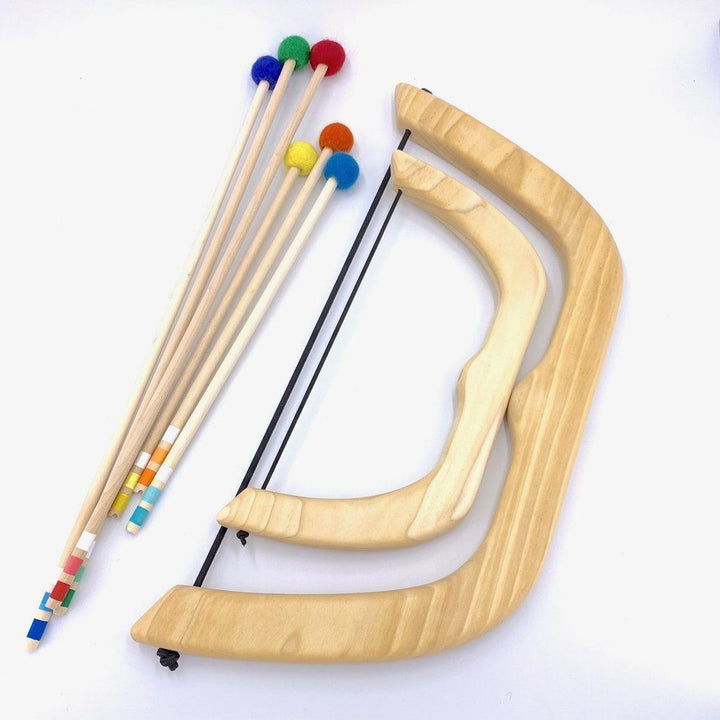large wooden bow &amp; arrow set