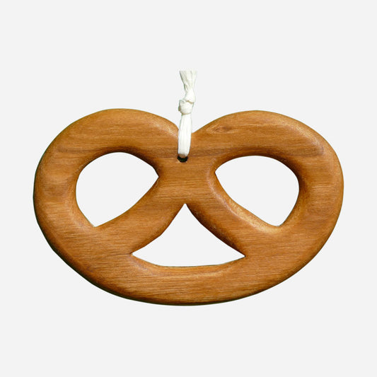 pretzel wooden ornament