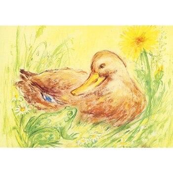 Duck and frog postcard by M. v. Zeyl