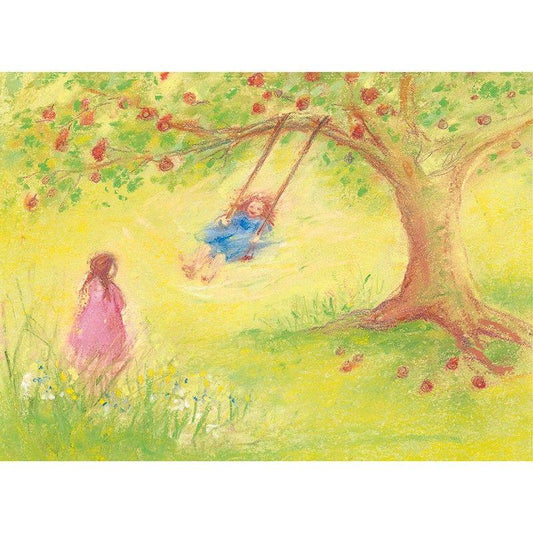 Swinging under the Apple Tree postcard