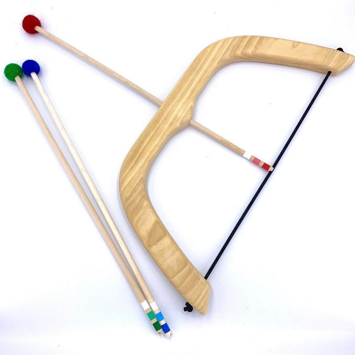 large wooden bow &amp; arrow set