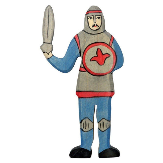 Holztiger blue knight standing with sword