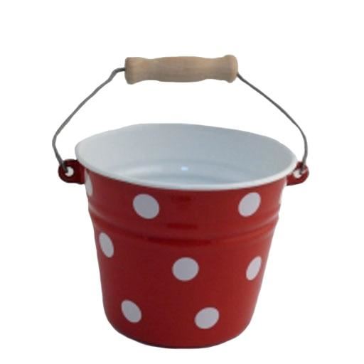 red polka dot enamel child's pail