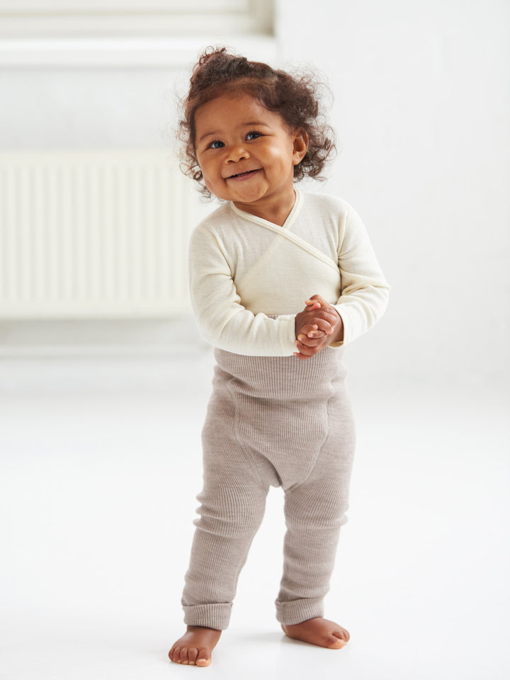 silkwool blend long-sleeved baby bodysuit