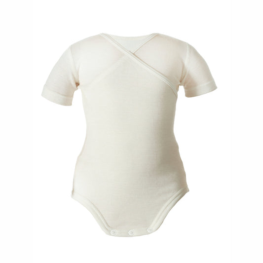 silkwool blend short-sleeved baby bodysuit